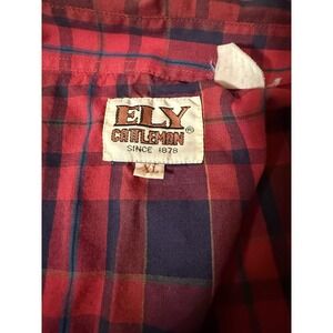 Ely Cattleman Western pearl snap shirt Xl Red Plaid Cowboy